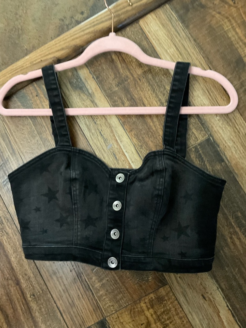 7-2026-Kendall & Kylie Black Star Print Button Front BUSTIER